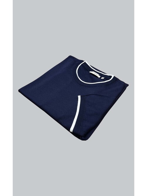 SUIT SARTORIA NAVY BLUE SHORT SLEEVE KNITWEAR T-SHIRT 9017