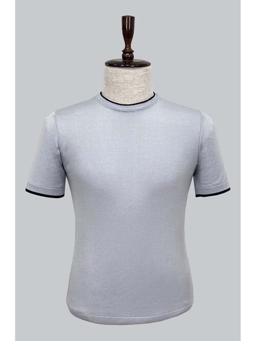 SUIT SARTORIA LIGHT GREY SHORT SLEEVE KNITWEAR T-SHIRT 9017
