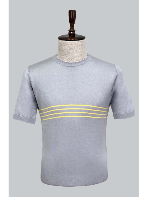 SUIT SARTORIA LIGHT GRAY SHORT SLEEVE KNITWEAR T-SHIRT 9018