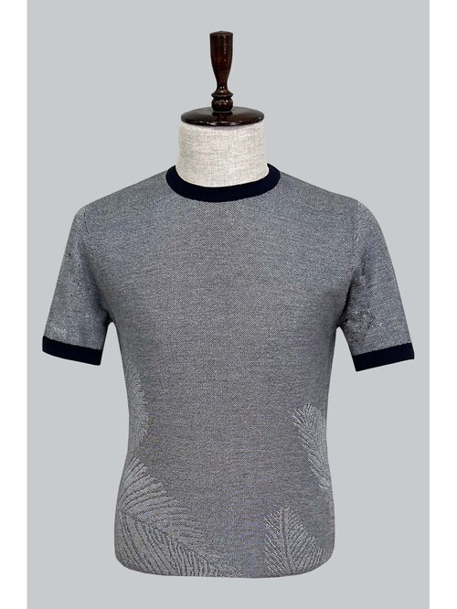 SUIT SARTORIA NAVY BLUE SHORT SLEEVE KNITWEAR T-SHIRT 9026