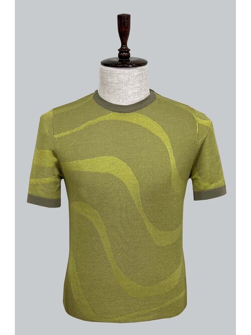 SUIT SARTORIA GREEN SHORT SLEEVE KNITWEAR T-SHIRT 9027
