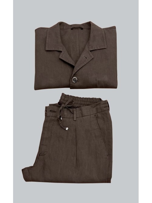 SUIT SARTORIA BROWN LINEN SUIT 2376