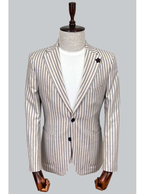 SUIT SARTORIA BLUE STRIPED LINEN JACKET 4351