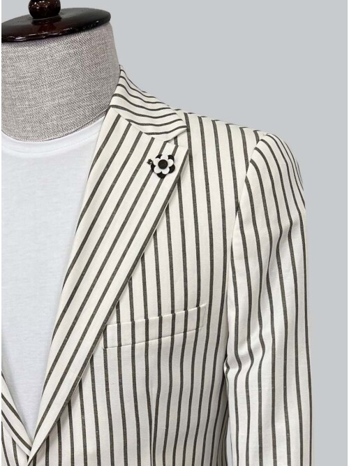 SUIT SARTORIA GREEN STRIPED LINEN JACKET 4351