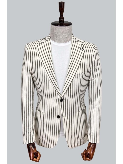 SUIT SARTORIA GREEN STRIPED LINEN JACKET 4351