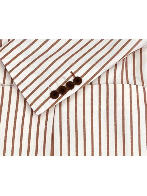 SUIT SARTORIA BROWN STRIPED LINEN JACKET 4351