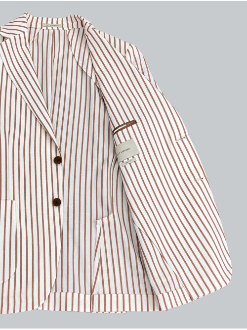 SUIT SARTORIA BROWN STRIPED LINEN JACKET 4351