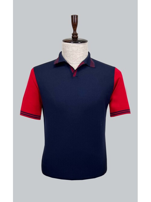 SUIT SARTORIA NAVY BLUE SHORT SLEEVE KNITWEAR T-SHIRT 9020