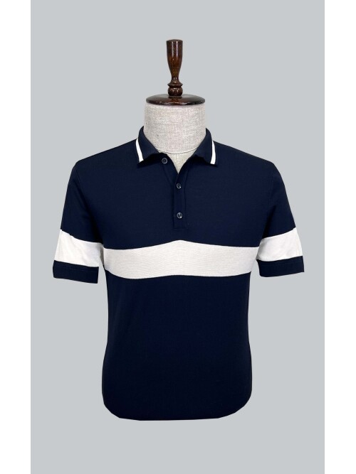 SUIT SARTORIA NAVY BLUE SHORT SLEEVE KNITWEAR T-SHIRT 9023