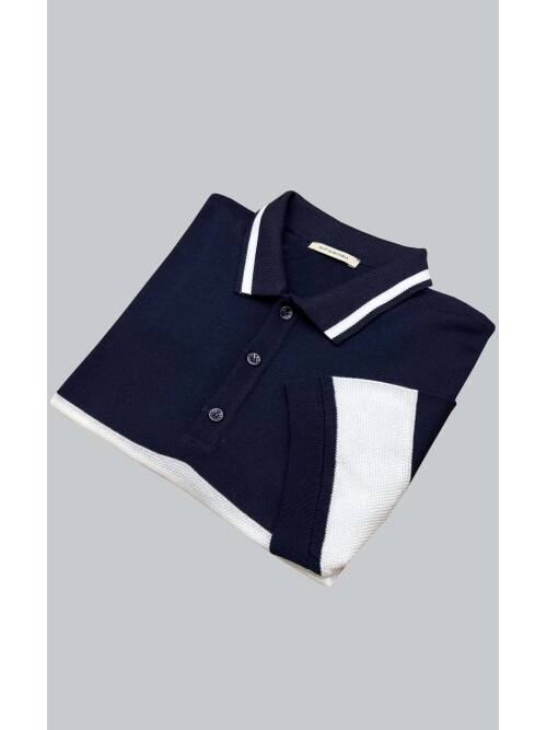 SUIT SARTORIA NAVY BLUE SHORT SLEEVE KNITWEAR T-SHIRT 9023