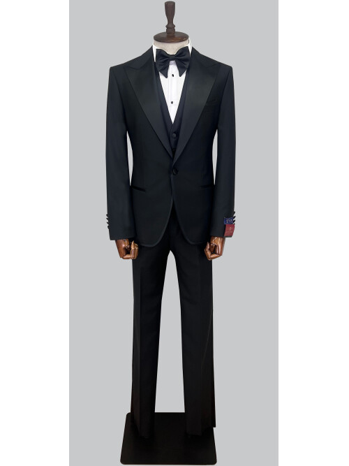 SUIT SARTORIA BLACK WOOL TUXEDO 5568