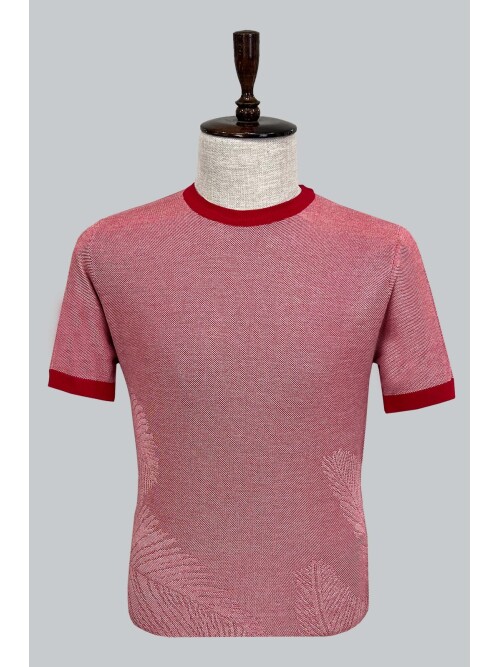 SUIT SARTORIA CLARET RED SHORT SLEEVE KNITWEAR T-SHIRT 9026