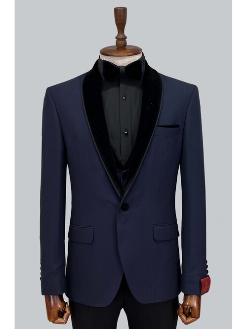 SUIT SARTORIA REMOVABLE LAPEL NAVY BLUE TUXEDO 5063