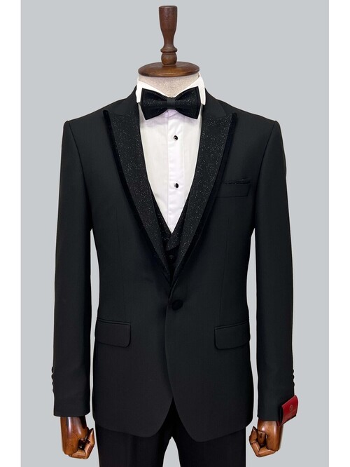 SUIT SARTORIA ÇIKMA YAKA SİYAH DAMATLIK 5063