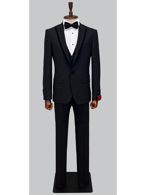 SUIT SARTORIA ÇIKMA YAKA SİYAH DAMATLIK 5063
