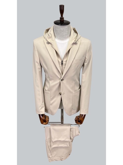 SUIT SARTORIA ÇIKMA YAKA KAPÜŞONLU BEJ PERFORMANS TAKIM 2630