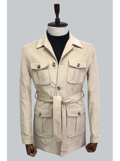 SUIT SARTORIA BEJ KADİFE KABAN 8126
