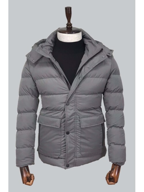 GRİ KAPİŞONLU MONT 8092