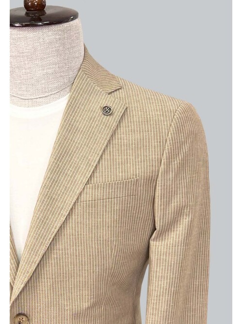 SUIT SARTORIA AÇIK KAHVERENGİ KETEN CEKET 4455
