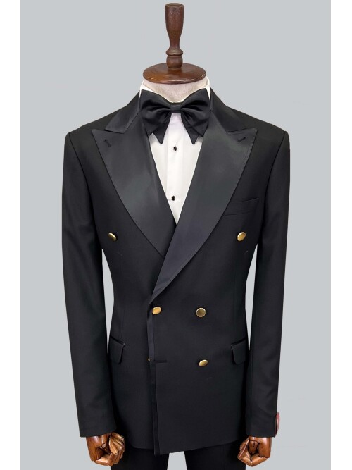 SUIT SARTORIA BLACK DOUBLE BREASTED TUXEDO 5600