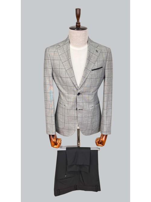 SUIT SARTORIA BLACK LINEN SUIT 2616