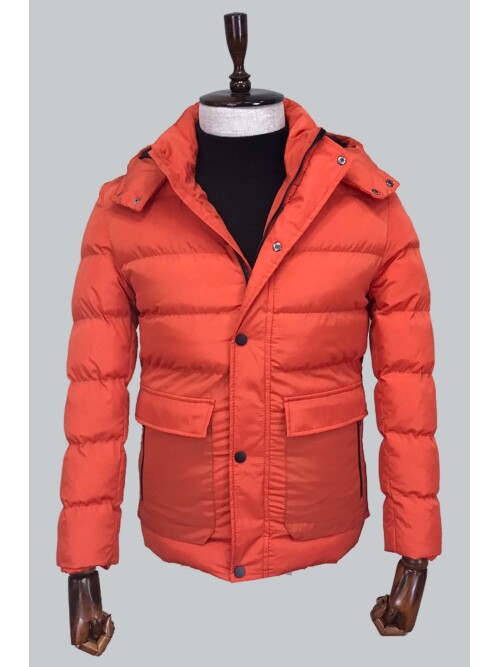 TURUNCU KAPİŞONLU MONT 8092