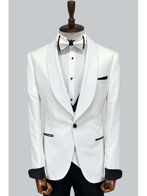 SUIT SARTORIA BEYAZ ŞAL YAKA DAMATLIK 5694