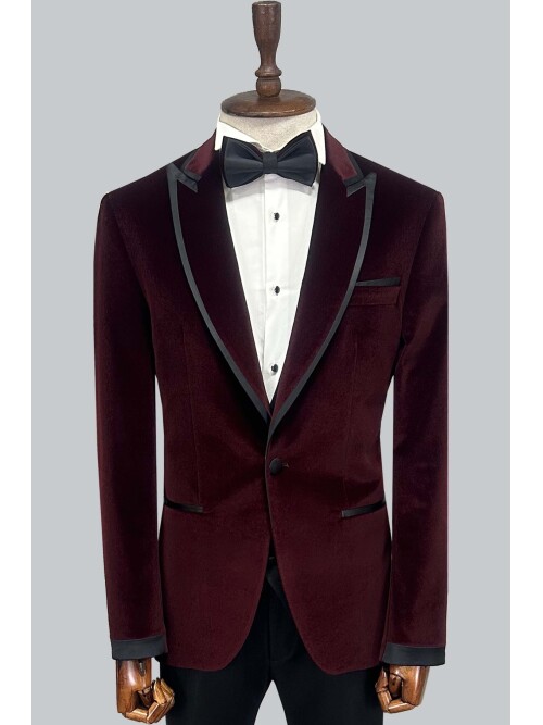 SUIT SARTORIA BURGUNDY VELVET TUXEDO 5663