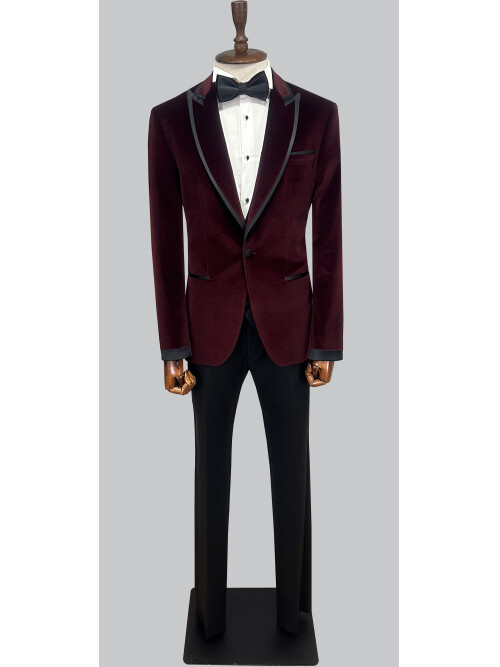 SUIT SARTORIA BURGUNDY VELVET TUXEDO 5663