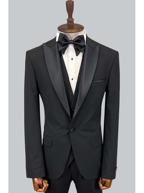 SUIT SARTORIA REMOVABLE LAPEL BLACK TUXEDO 5626