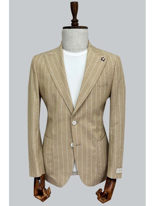 SUIT SARTORIA ÇİZGİLİ BEJ KETEN CEKET 4599