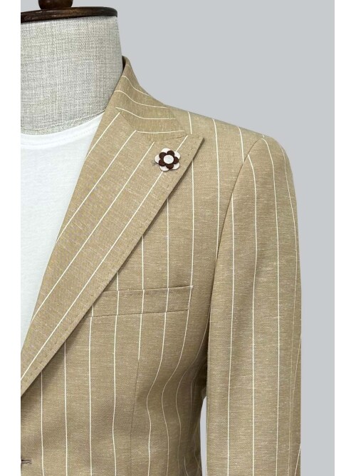 SUIT SARTORIA ÇİZGİLİ BEJ KETEN CEKET 4599