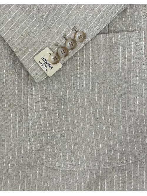 SUIT SARTORIA ÇİZGİLİ BEJ KETEN CEKET 4613