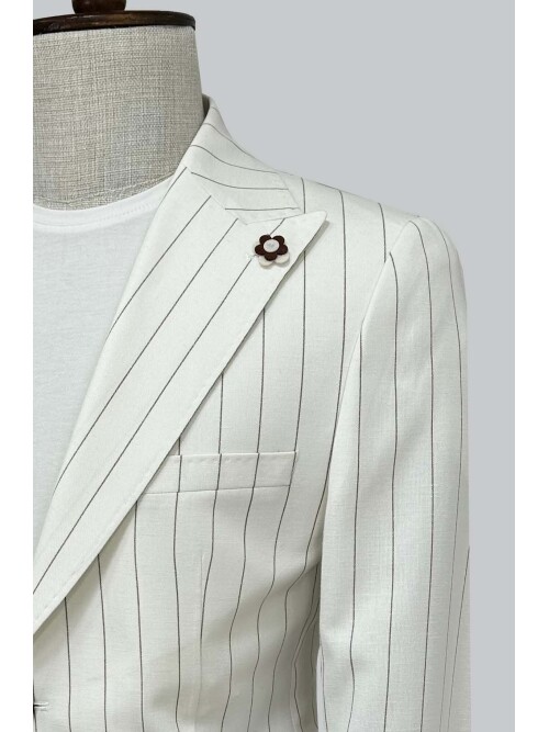 SUIT SARTORIA ÇİZGİLİ BEYAZ KETEN CEKET 4599