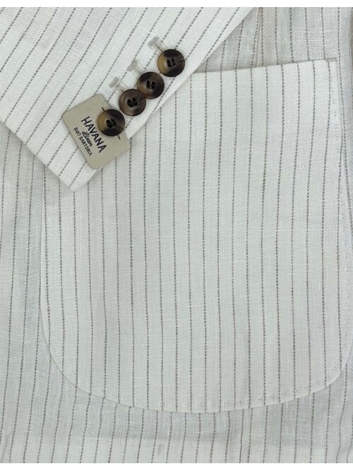 SUIT SARTORIA ÇİZGİLİ BEYAZ KETEN CEKET 4613