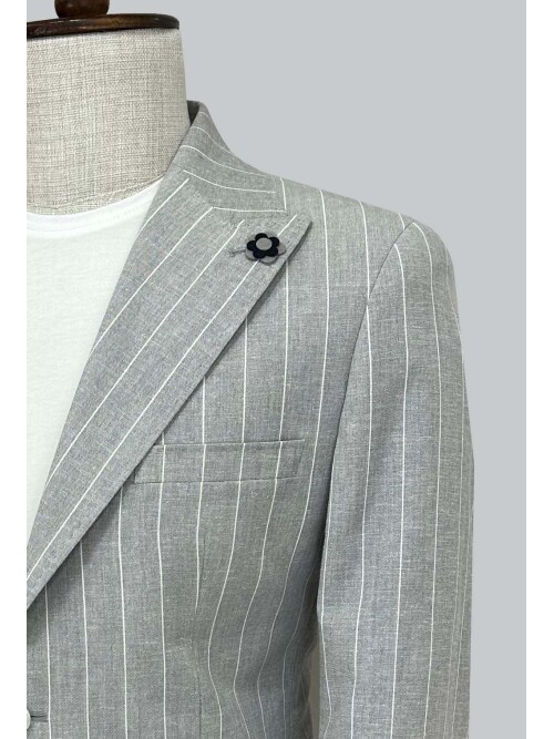 SUIT SARTORIA ÇİZGİLİ GRİ KETEN CEKET 4599