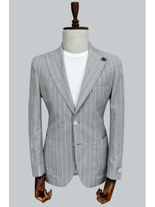 SUIT SARTORIA ÇİZGİLİ GRİ KETEN CEKET 4599