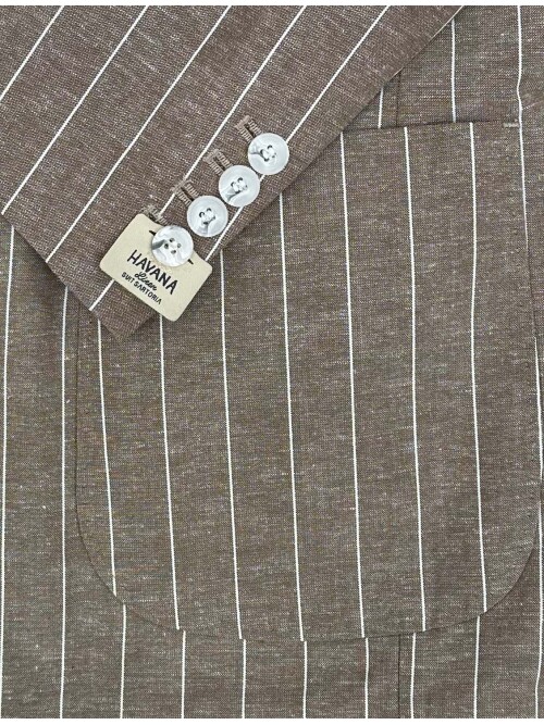 SUIT SARTORIA ÇİZGİLİ KAHVERENGİ KETEN CEKET 4599