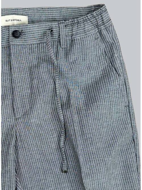SUIT SARTORIA LACİVERT ÇİZGİLİ KETEN PANTOLON 1170