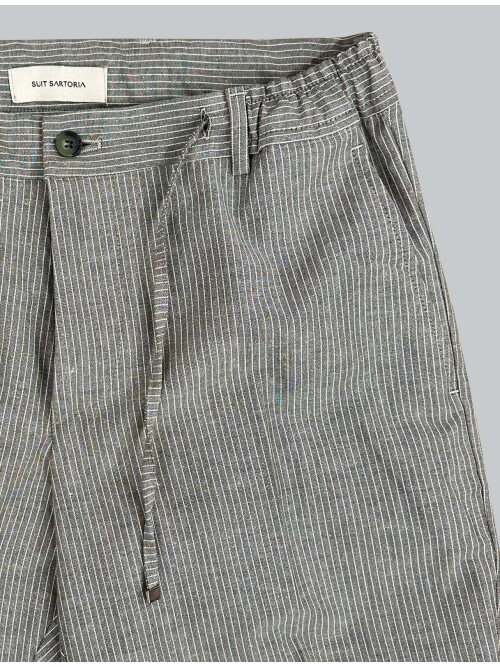 SUIT SARTORIA YEŞİL ÇİZGİLİ KETEN PANTOLON 1170