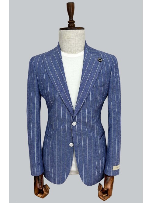 SUIT SARTORIA ÇİZGİLİ MAVİ KETEN CEKET 4599