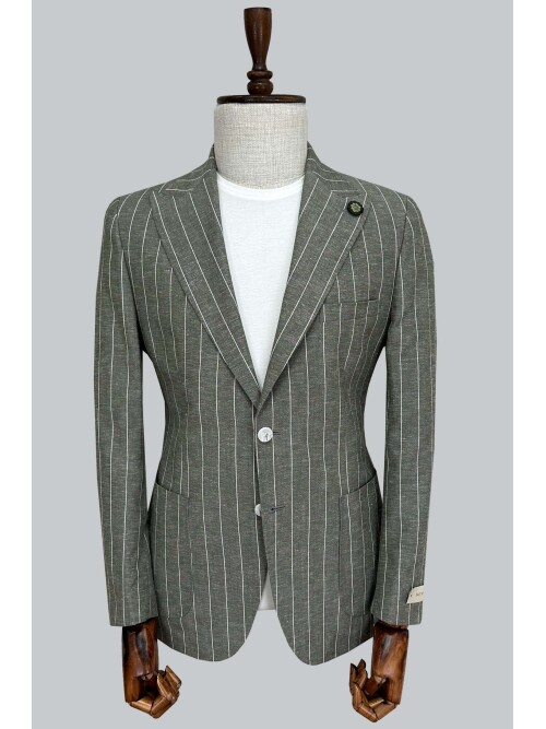 SUIT SARTORIA ÇİZGİLİ YEŞİL KETEN CEKET 4599