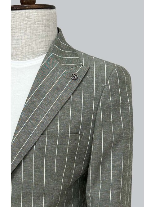 SUIT SARTORIA STRIPED GREEN LINEN SUIT 2000/72