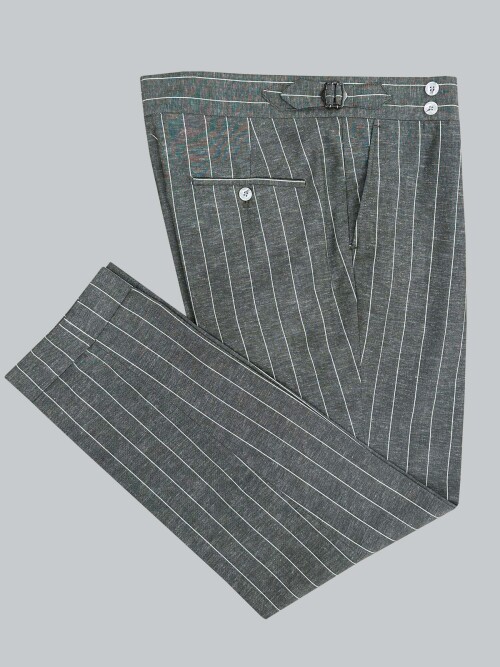 SUIT SARTORIA STRIPED GREEN LINEN SUIT 2000/72