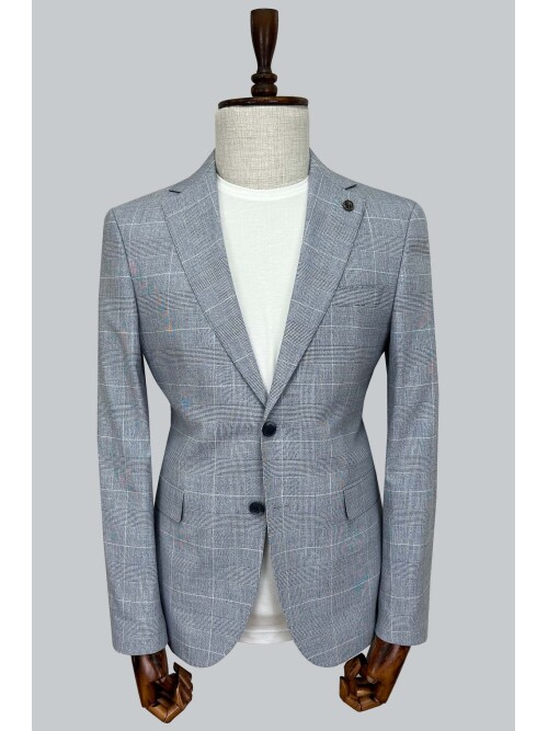 SUIT SARTORIA PLAID BLUE JACKET 4611