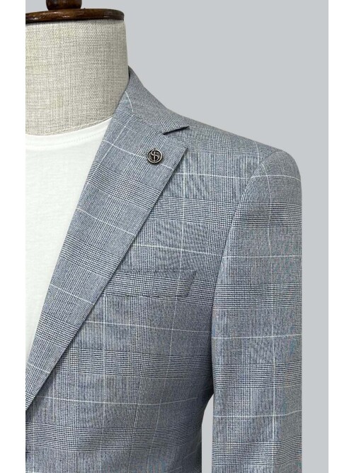 SUIT SARTORIA PLAID BLUE JACKET 4611