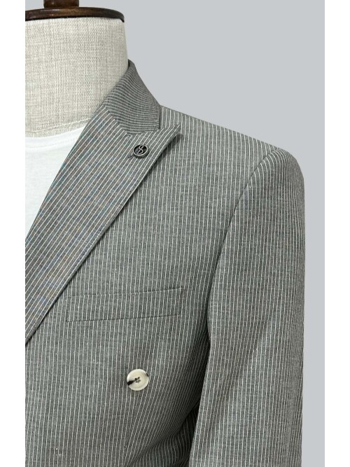 SUIT SARTORIA SİYAH KETEN ÇİZGİLİ KRUVAZE TAKIM 2131