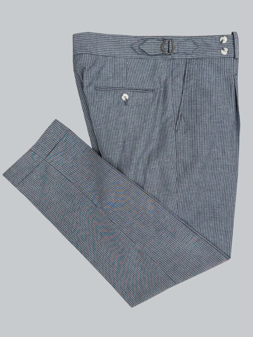 SUIT SARTORIA LACİVERT KETEN ÇİZGİLİ KRUVAZE TAKIM 2131