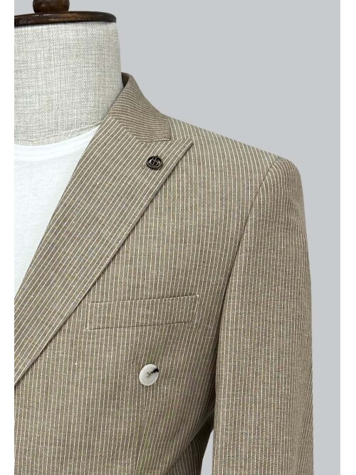 SUIT SARTORIA KAHVERENGİ KETEN ÇİZGİLİ KRUVAZE TAKIM 2131