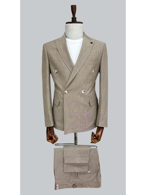 SUIT SARTORIA KAHVERENGİ KETEN ÇİZGİLİ KRUVAZE TAKIM 2131